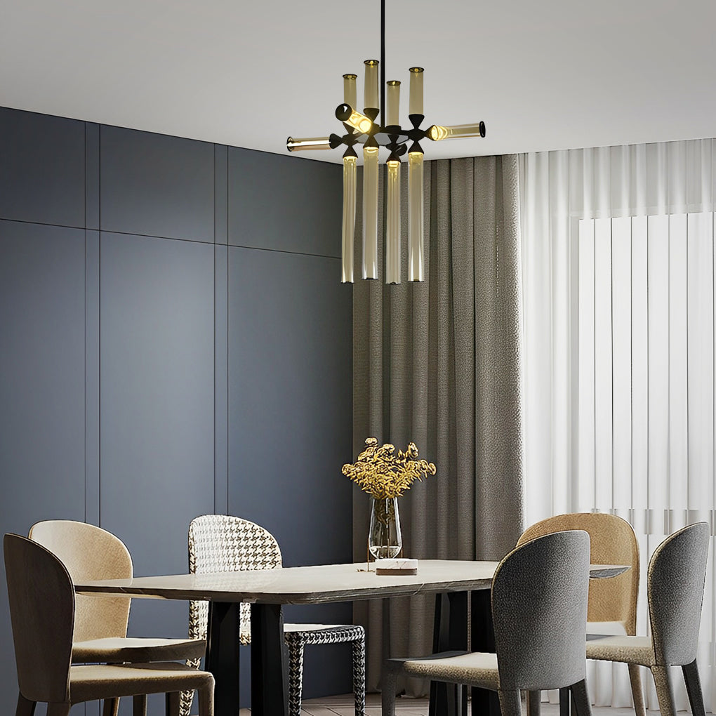 Spliced Glass Tube LED Pendant Light Minimalist Nordic Chandelier for Modern Homes