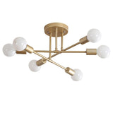 Modern 6 Light Globe Sputnik Semi Flush Mount Ceiling Light Fixture for Living Room Bedroom