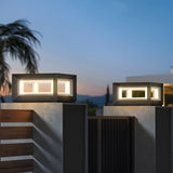 Square Black Outdoor Solar Powered Fence Post Lights Waterproof LED Garden Landscape Lantern