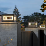 Square Black Outdoor Solar Powered Fence Post Lights Waterproof LED Garden Landscape Lantern