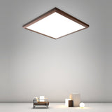 Modern Brown Square Flush Mount LED Ceiling Light Dimmable Geometric Lighting with Remote