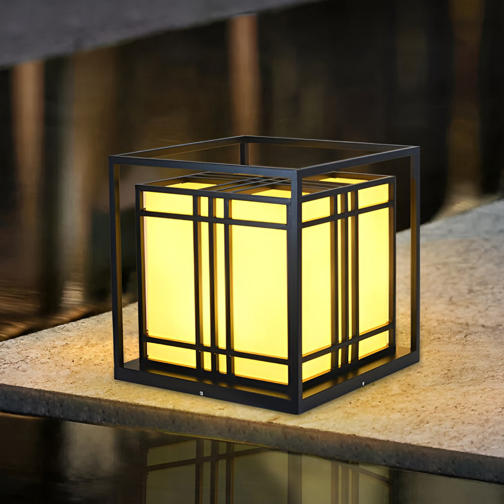 Square Modern Outdoor Pillar Light Waterproof LED Post Cap Lamp with Marble Finish