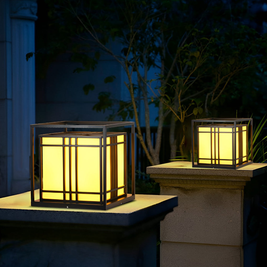 Square Modern Outdoor Pillar Light Waterproof LED Post Cap Lamp with Marble Finish