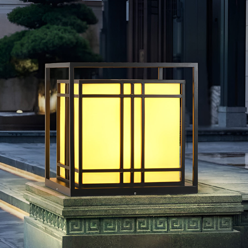 Square Modern Outdoor Pillar Light Waterproof LED Post Cap Lamp with Marble Finish