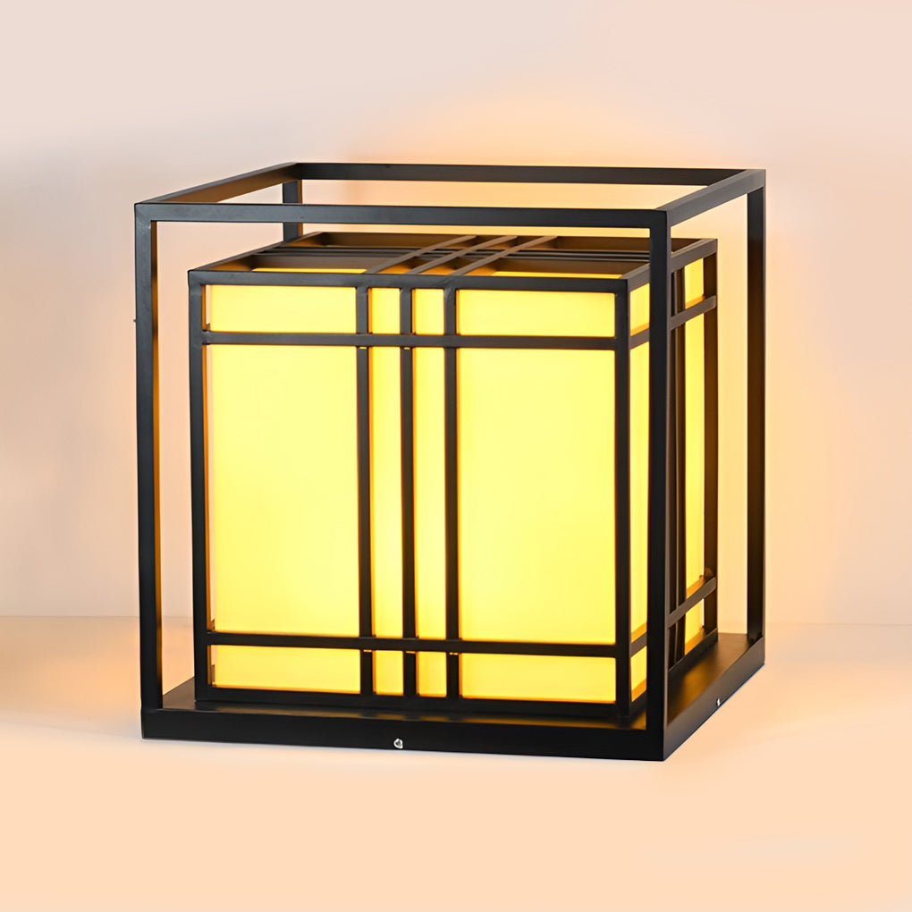 Square Modern Outdoor Pillar Light Waterproof LED Post Cap Lamp with Marble Finish