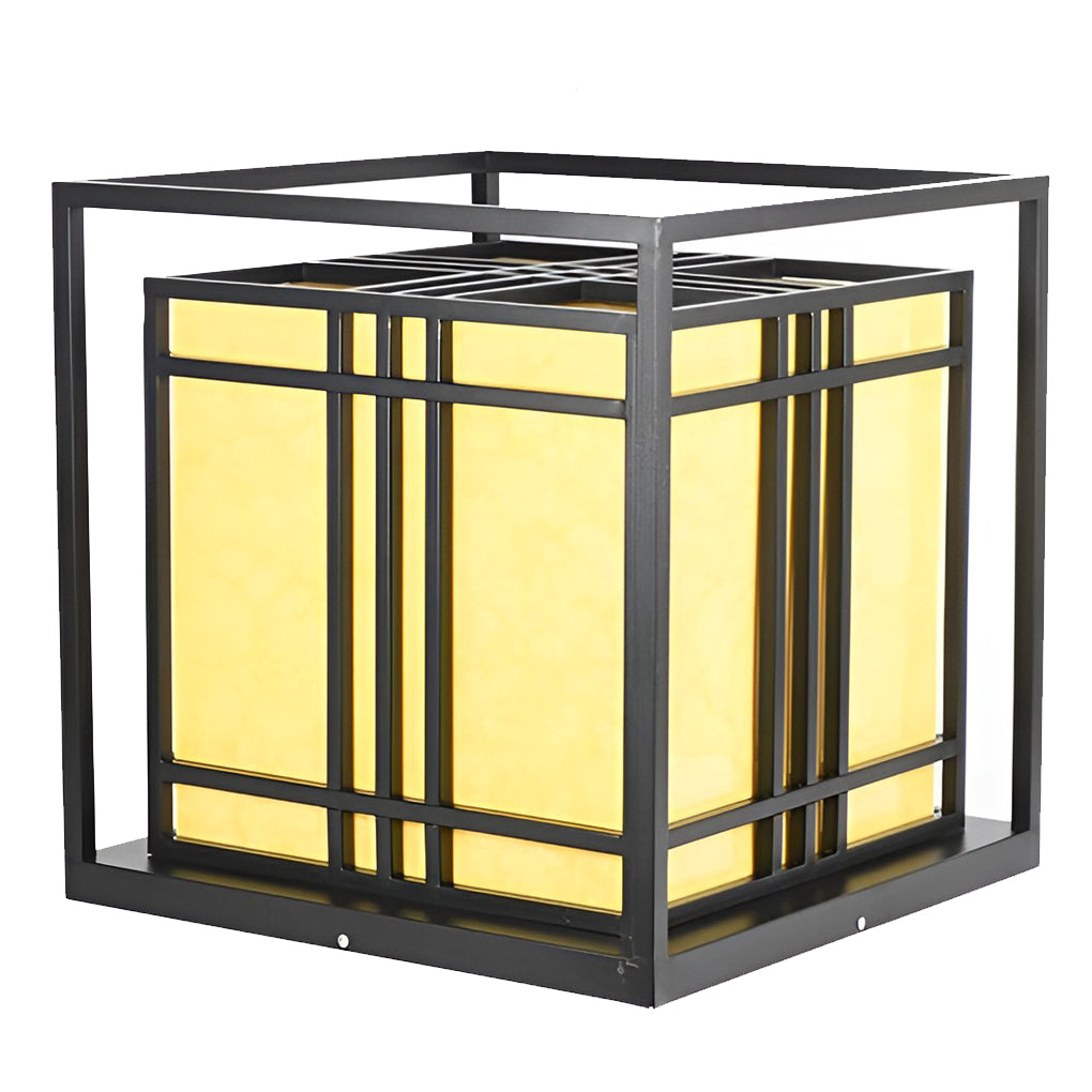 Square Modern Outdoor Pillar Light Waterproof LED Post Cap Lamp with Marble Finish