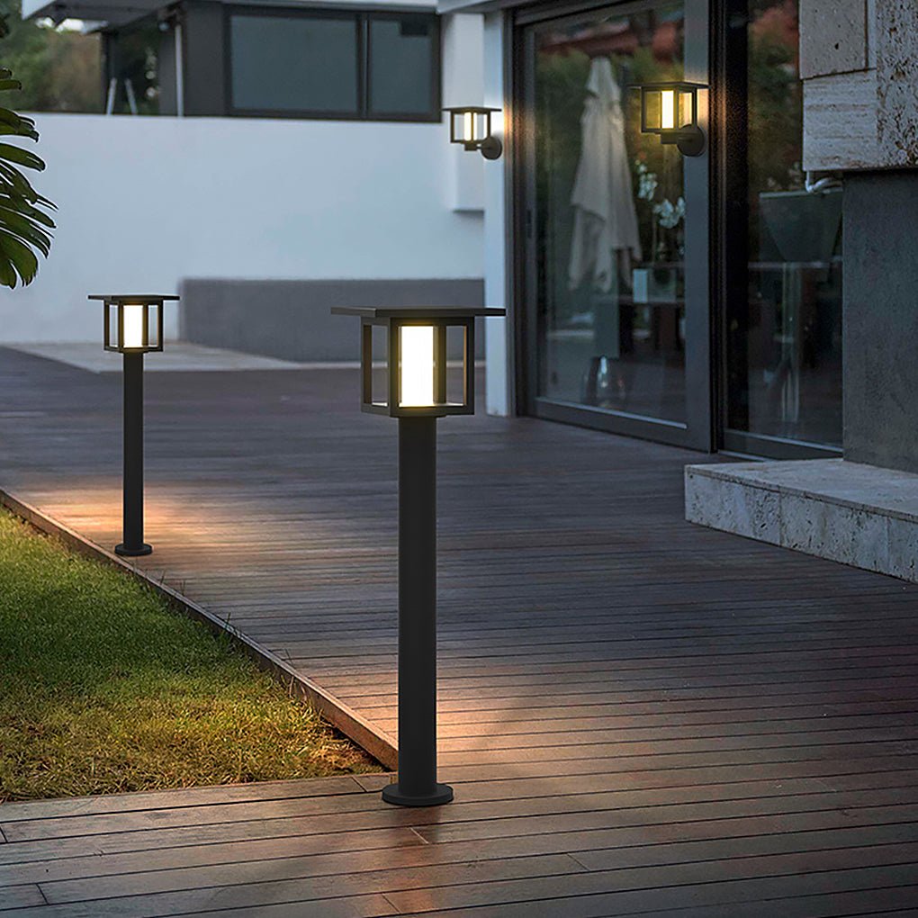 Square Outdoor LED Fence Post Light Solar and Hardwired Landscape Garden Wall Sconce IP54