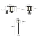 Square Outdoor LED Fence Post Light Solar and Hardwired Landscape Garden Wall Sconce IP54