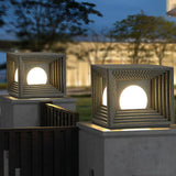 Square Outdoor Solar Column Lights Waterproof Black LED Fence Post Lighting for Garden Villa