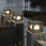 Square Outdoor Solar Column Lights Waterproof Black LED Fence Post Lighting for Garden Villa