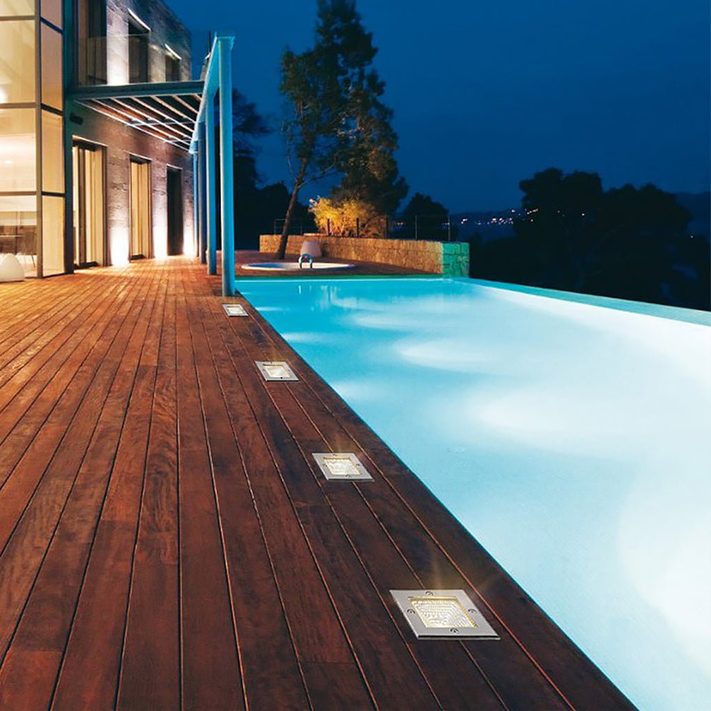 Square Waterproof IP67 LED Recessed Step Lights 4W Outdoor In Wall Stair Deck Path Lighting 90 to 260V