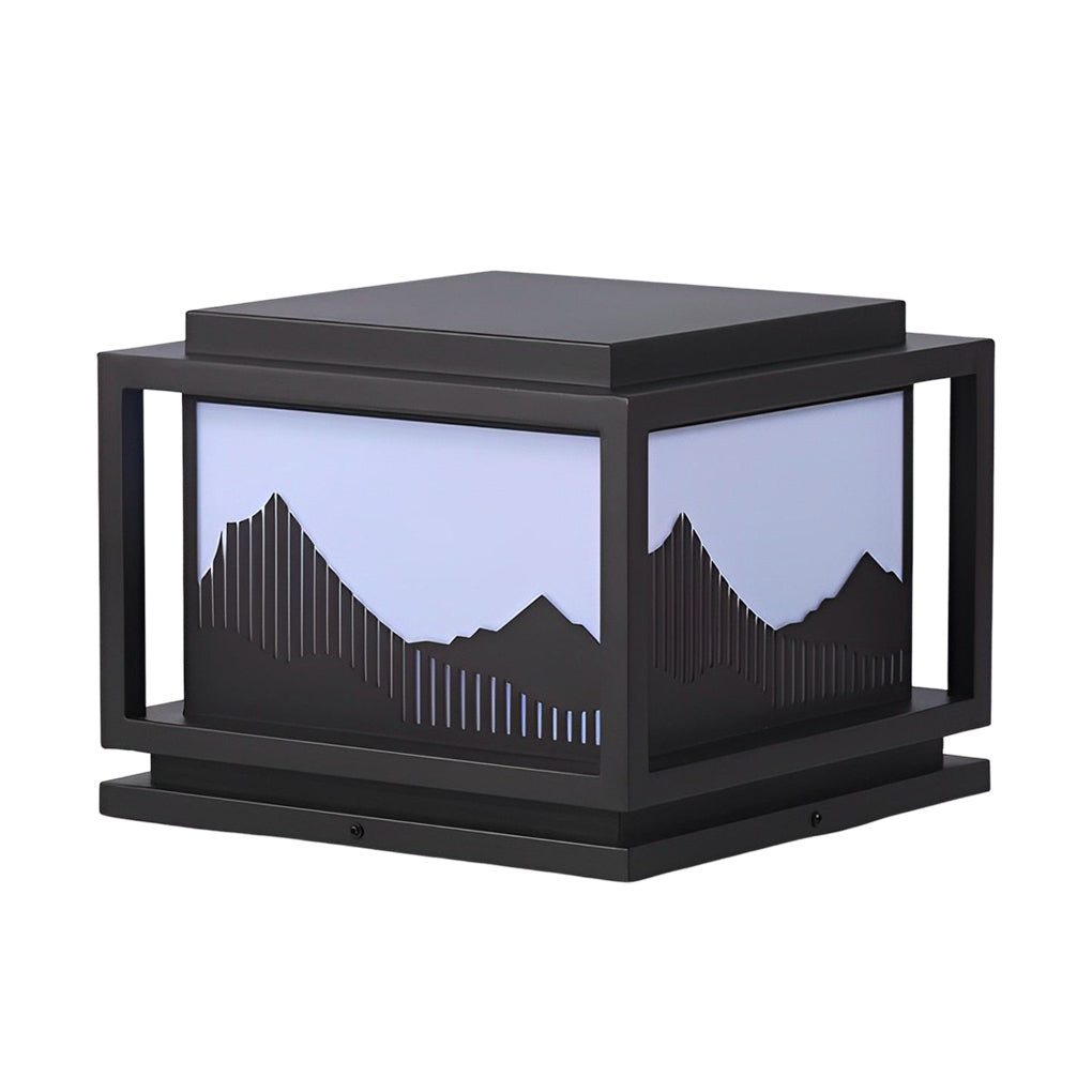 Square Waterproof Mountain Scenery Outdoor Post Cap Light for Garden Fence and Deck