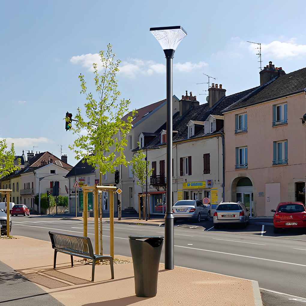 Square Waterproof Solar Outdoor Post Light for Garden Pathway Modern Aluminum Pillar Lamp