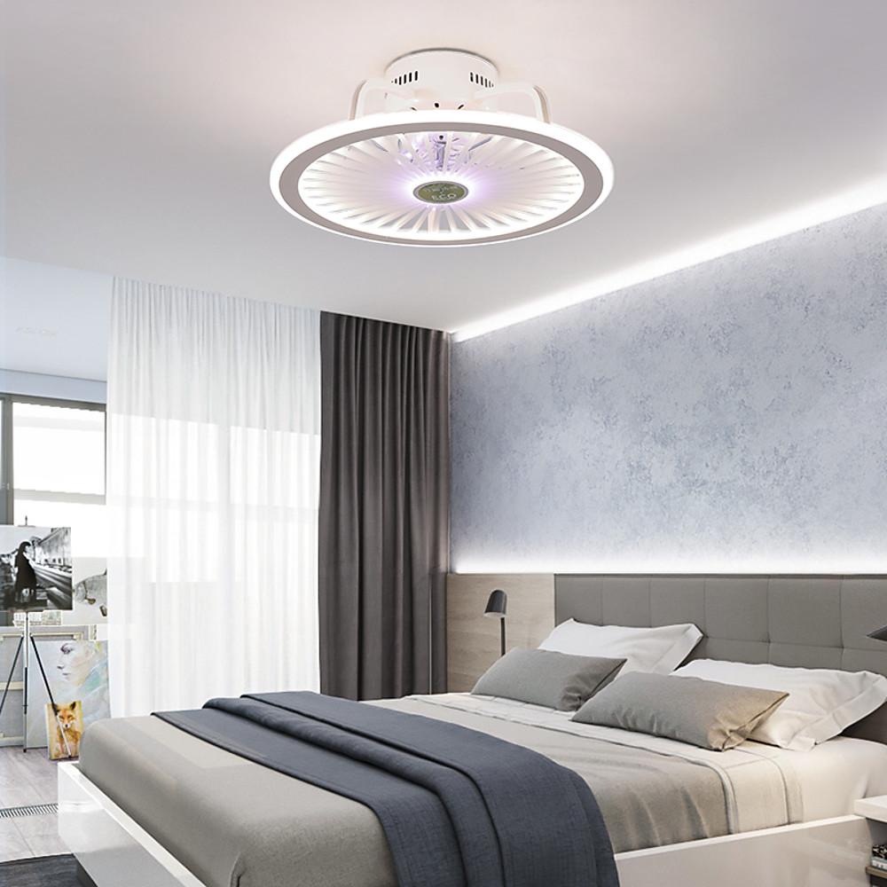 Circular 19 Inch LED Ceiling Fan Bladeless Design Dimmable Lighting for Modern Home Office