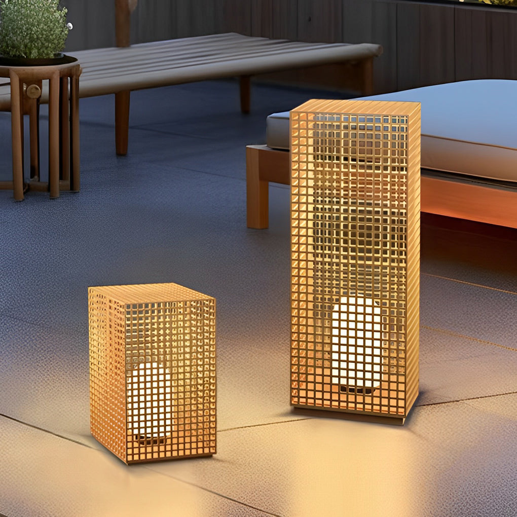 Stainless Steel Gold Modern Square Hollow LED Solar Outdoor Pathway Light Waterproof Landscape Lamp
