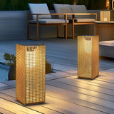 Stainless Steel Gold Modern Square Hollow LED Solar Outdoor Pathway Light Waterproof Landscape Lamp
