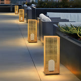 Stainless Steel Gold Modern Square Hollow LED Solar Outdoor Pathway Light Waterproof Landscape Lamp