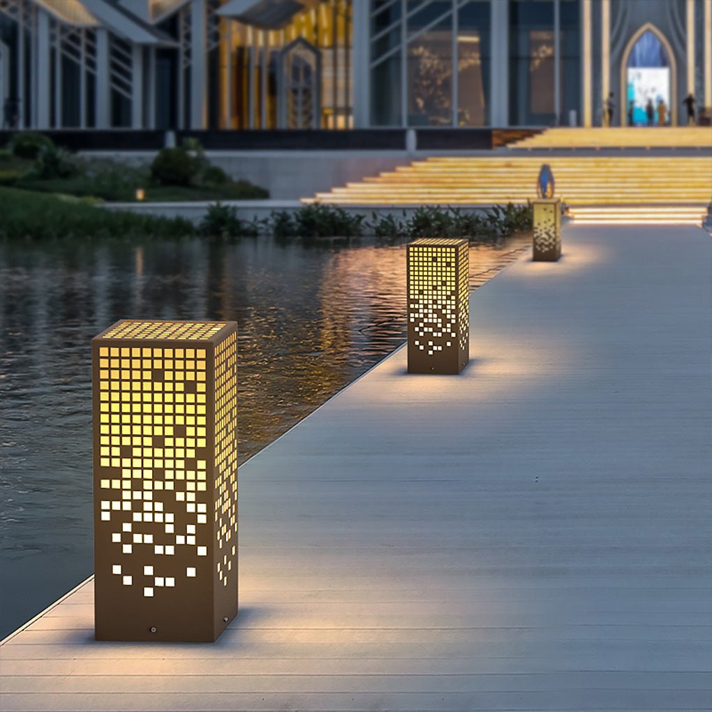 Stainless Steel Outdoor Landscape Bollard Light with Unique Hollow Pattern and IP54 Waterproofing
