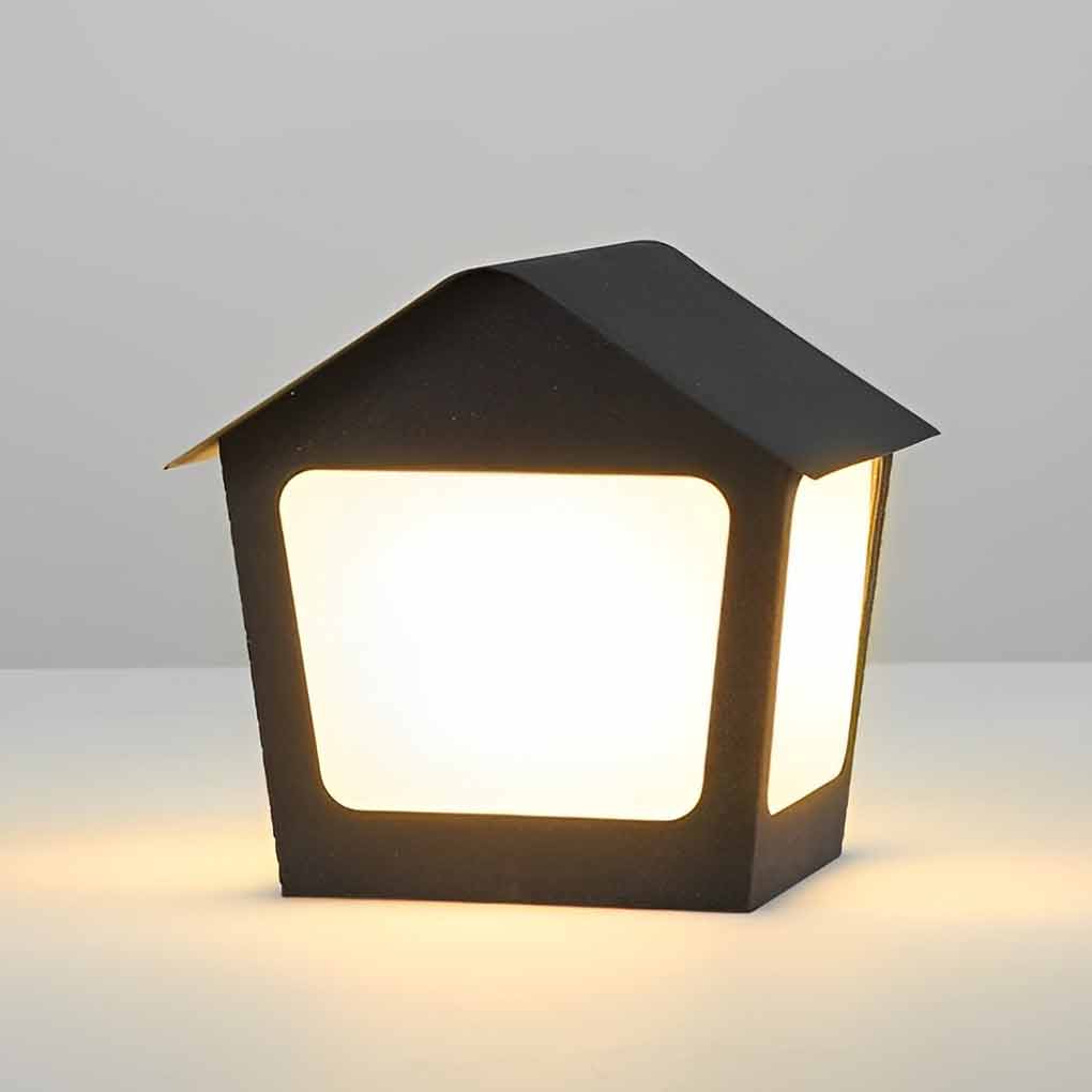 Stainless Steel Outdoor Solar Pillar Light Waterproof Black Cottage Style LED Fence Post Lamp