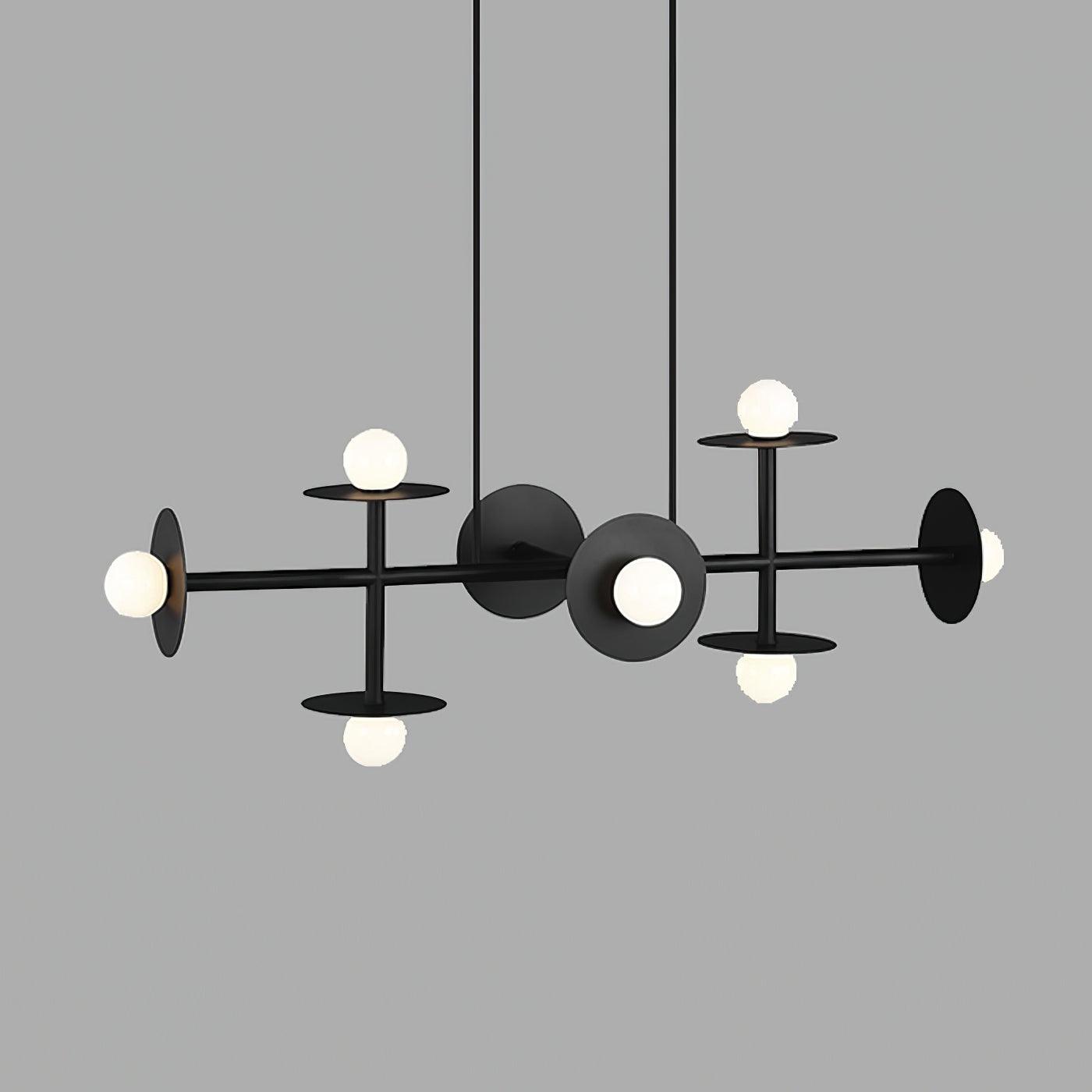 Strada Modern Starburst Chandelier with White Glass Globes and Metal Frame