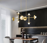 Strada Modern Starburst Chandelier with White Glass Globes and Metal Frame