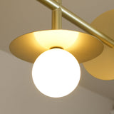 Strada Modern Starburst Chandelier with White Glass Globes and Metal Frame