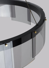 Stratos Modern LED Glass Ceiling Chandelier with Curved Panes for Luxury Dining Spaces