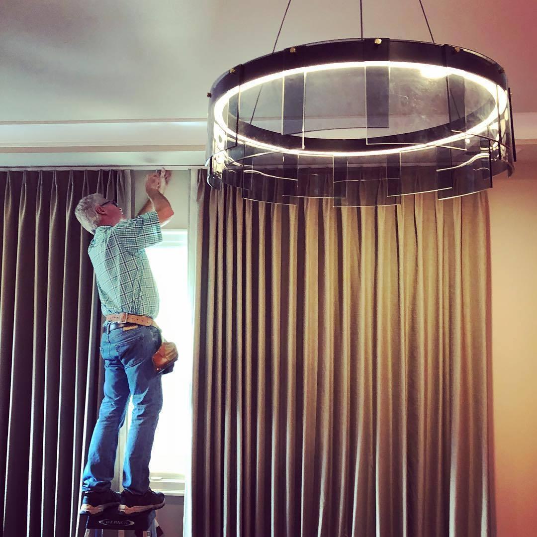 Stratos Modern LED Glass Ceiling Chandelier with Curved Panes for Luxury Dining Spaces