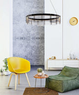Stratos Modern LED Glass Ceiling Chandelier with Curved Panes for Luxury Dining Spaces