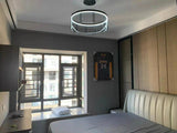 Stratos Modern LED Glass Ceiling Chandelier with Curved Panes for Luxury Dining Spaces