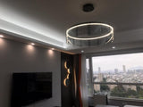 Stratos Modern LED Glass Ceiling Chandelier with Curved Panes for Luxury Dining Spaces