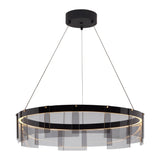 Stratos Modern LED Glass Ceiling Chandelier with Curved Panes for Luxury Dining Spaces