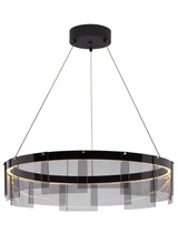 Stratos Modern LED Glass Ceiling Chandelier with Curved Panes for Luxury Dining Spaces