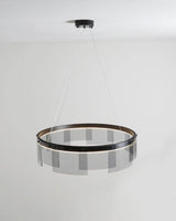Stratos Modern LED Glass Ceiling Chandelier with Curved Panes for Luxury Dining Spaces
