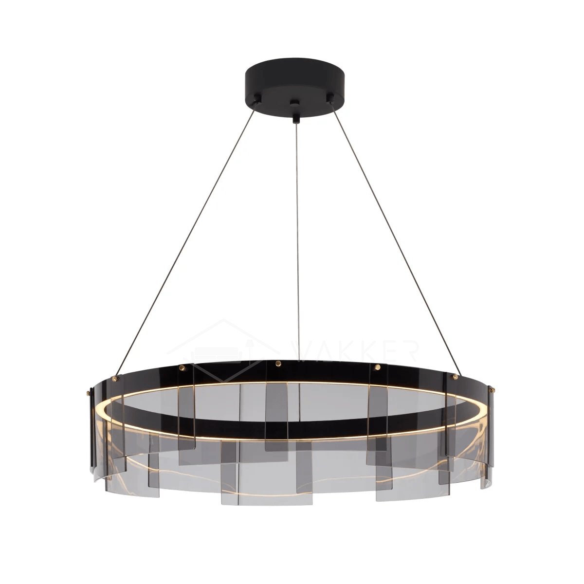 Stratos Modern LED Glass Ceiling Chandelier with Curved Panes for Luxury Dining Spaces