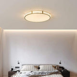 Modern Nordic Copper LED Flush Mount Ceiling Light with Geometric Acrylic Shade