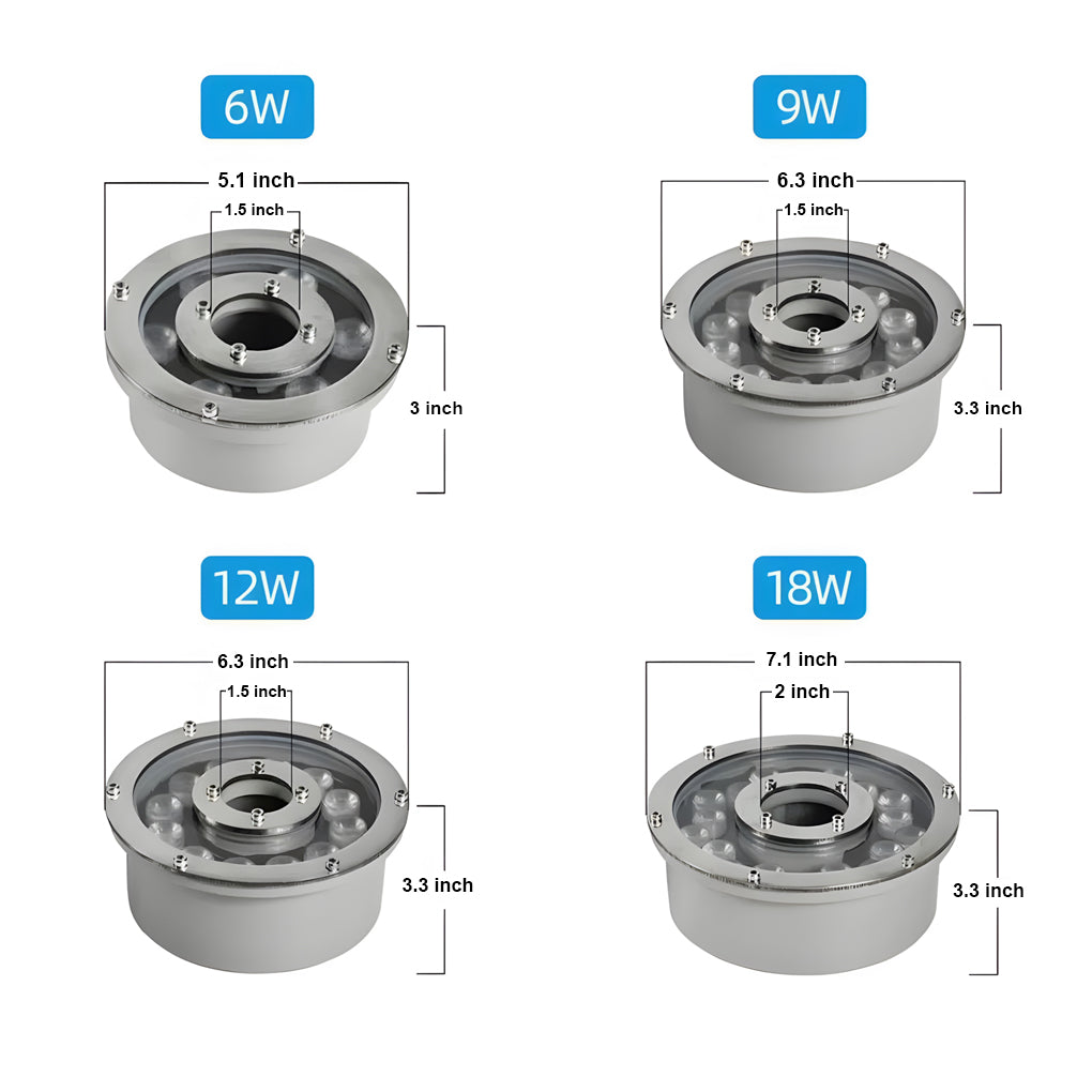 Submersible IP68 LED Ring Fountain Light Waterproof RGB Underwater Pool Lamp for Pond and Square
