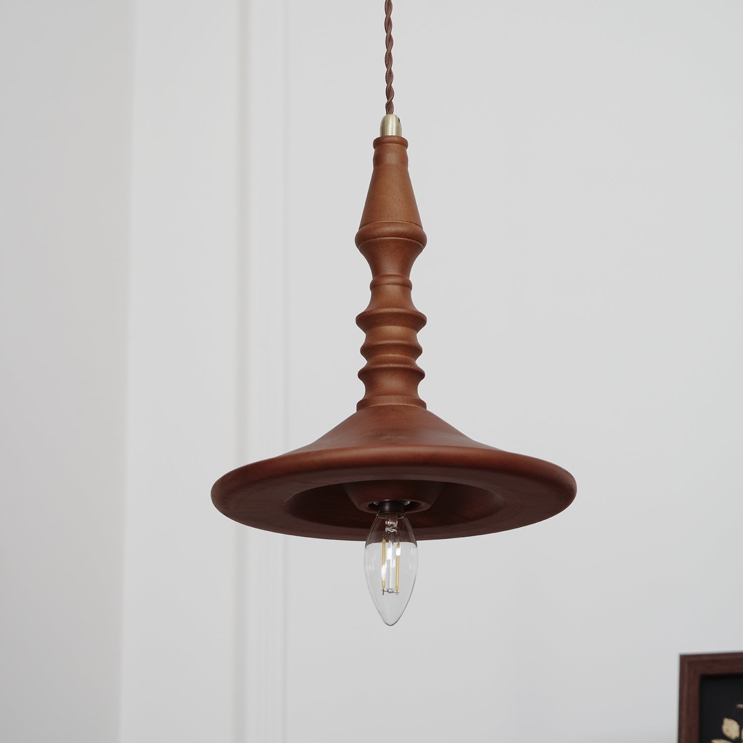 Sumally Natural Walnut Wood Pendant Light Modern Minimalist Drop Lamp Fixture