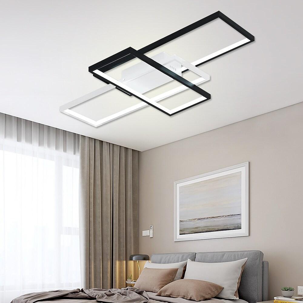Modern Rectangular 3 Tier LED Flush Mount Ceiling Lamp Large Geometric Integrated Lighting Fixture