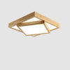 Modern Nordic Square Wood Dimmable LED Ceiling Light Flush Mount Fixture for Home