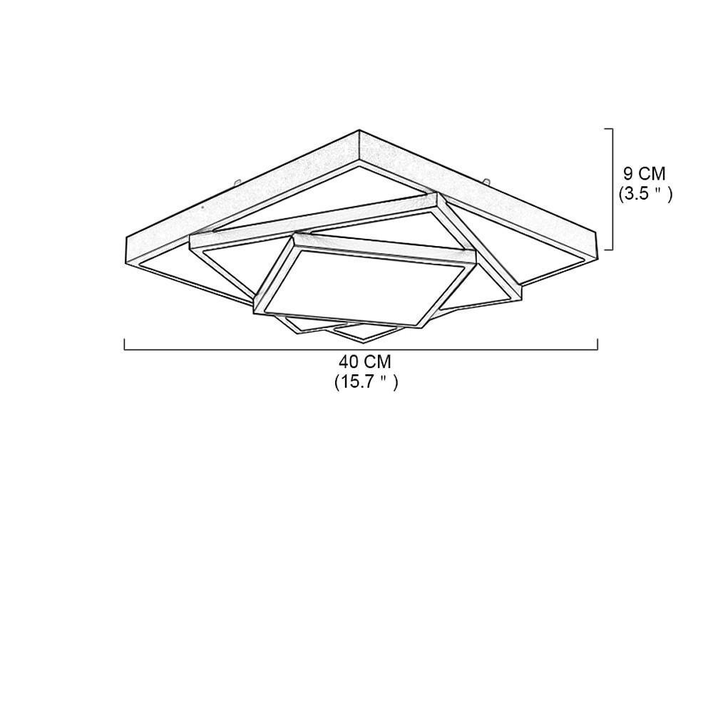 Modern Geometric Three Square LED Flush Mount Ceiling Light Dimmable Acrylic Fixture