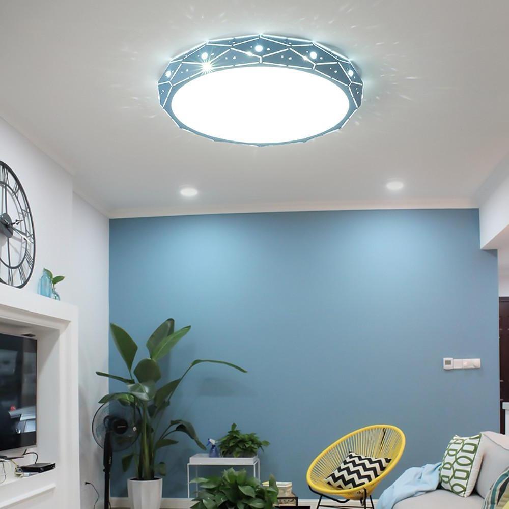Modern Slim LED Flush Mount Ceiling Light Round Drum Metal Fixture for Home