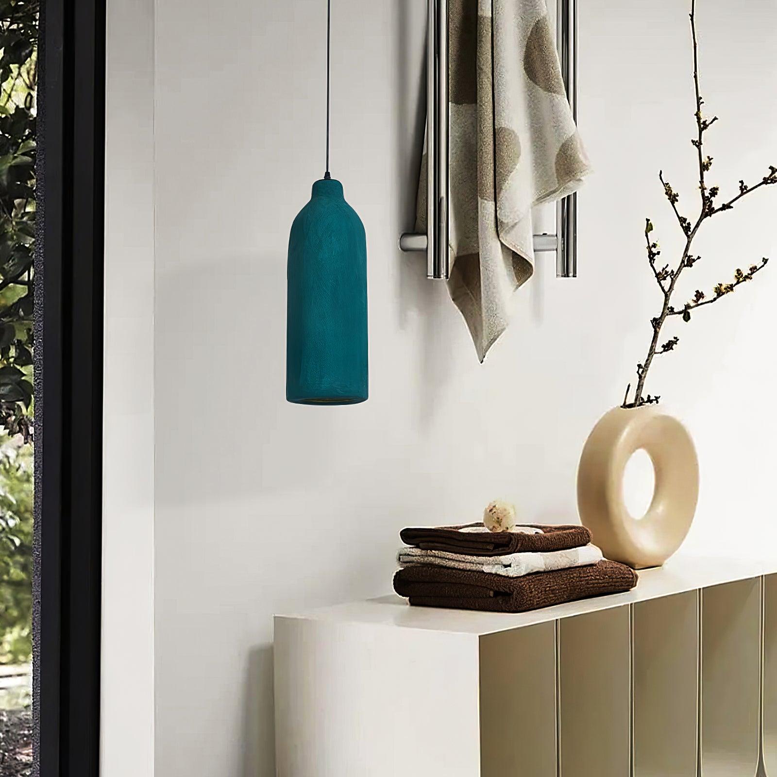 Tega Dark Green Textured Pendant Light Modern High Density Indoor Hanging Lamp