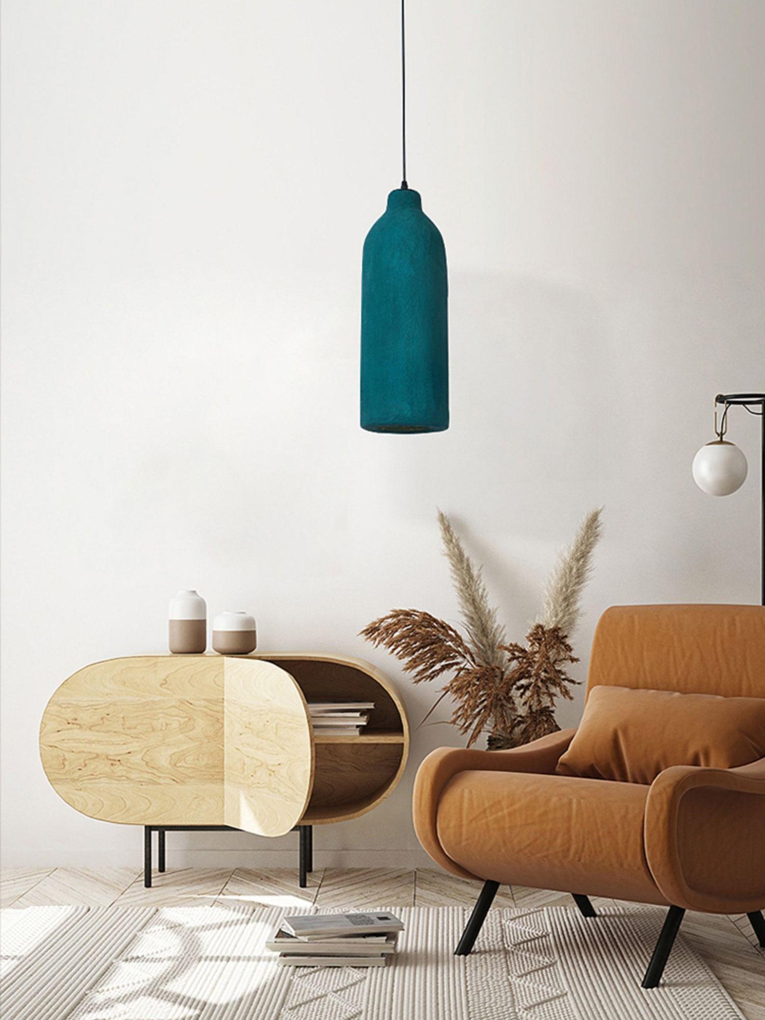 Tega Dark Green Textured Pendant Light Modern High Density Indoor Hanging Lamp