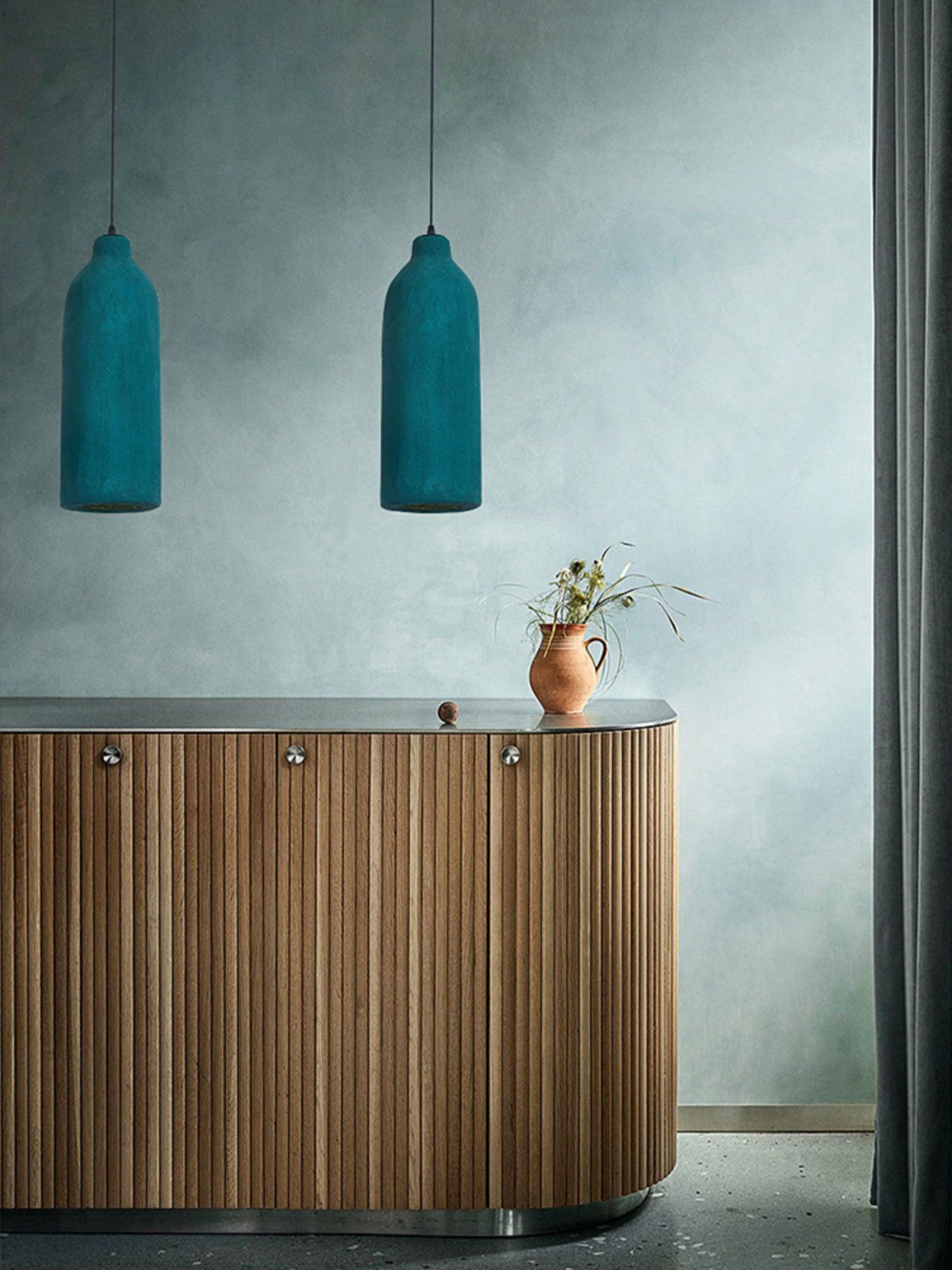 Tega Dark Green Textured Pendant Light Modern High Density Indoor Hanging Lamp