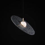 Terrazzo and Brass Planet Pendant Light with Opaque Glass Globe for Modern Interiors