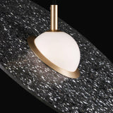 Terrazzo and Brass Planet Pendant Light with Opaque Glass Globe for Modern Interiors