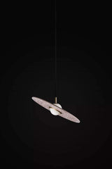 Terrazzo and Brass Planet Pendant Light with Opaque Glass Globe for Modern Interiors