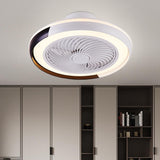 Modern White Flush Mount Bladeless Ceiling Fan with Dimmable LED Light for Low Ceilings