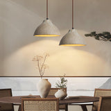 Textured Grey Ceramic Pendant Lamp Wabi Sabi Retro Rustic Hanging Light Fixture